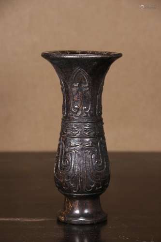 An  Eaglewood Beast Face Pattern Verses Vase    Chinese Qing...