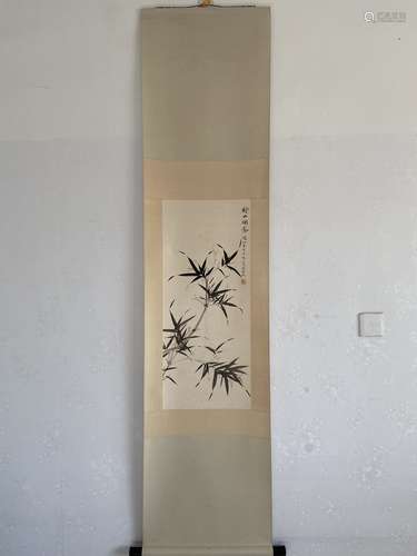 A Vertical-hanging Bamboo Chinese Ink Painting  by Wu Hufan