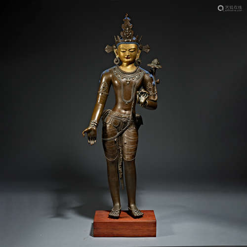 Ming Dynasty, copper inlaid silver technology, Buddha statue