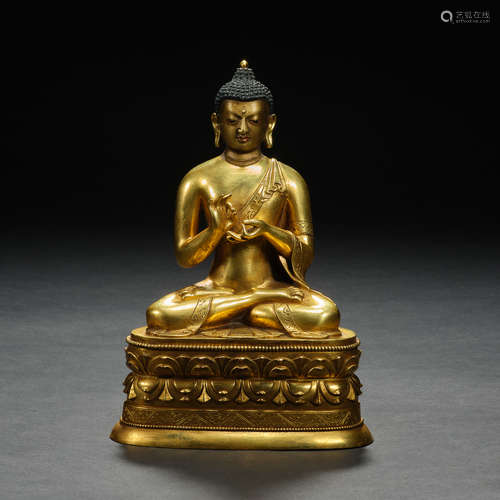 Qing Dynasty, Gilt Bronze,  Buddha Dipamkara