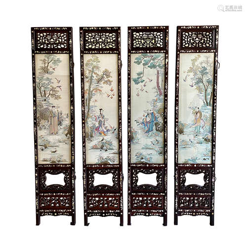 Qing Dynasty Daoguang,Yue embroidery，Four fairy figure