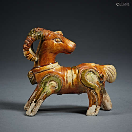 Tang Dynasty, Tri-Color Glazed, Sheep, Porcelain