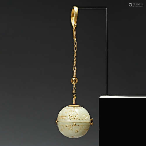 Tang Dynasty, Hetian jade, metal chain, incense smoke, Jade ...