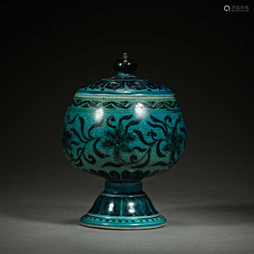 Ming Dynasty, green bottom, treasure phase flower decoration...