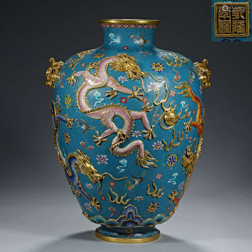 Qing Dynasty Qianlong, Cloisonne, Dragon decoration, Large B...