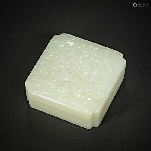 Qing Dynasty, Hetian jade, dragon decoration, White Jade Box