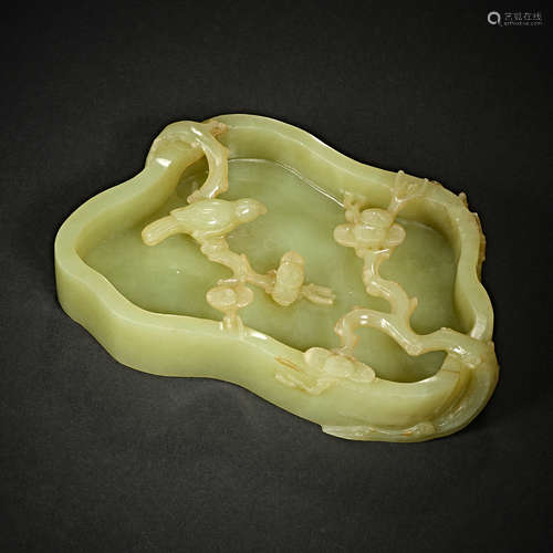 Qing Dynasty, Hetian jade, Topaz, Jade Inkstone