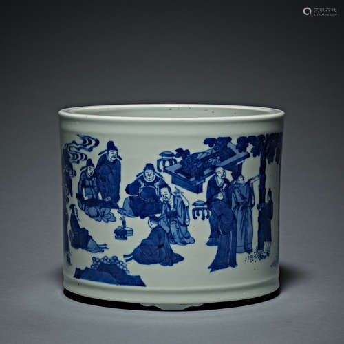 Qing Dynasty, blue and white porcelain, Pen Holder