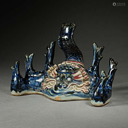 Yuan Dynasty, blue and white porcelain, fish change dragon d...