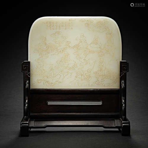 Qing Dynasty, Hetian Jade, Arhat decoration, Jade plug-in th...