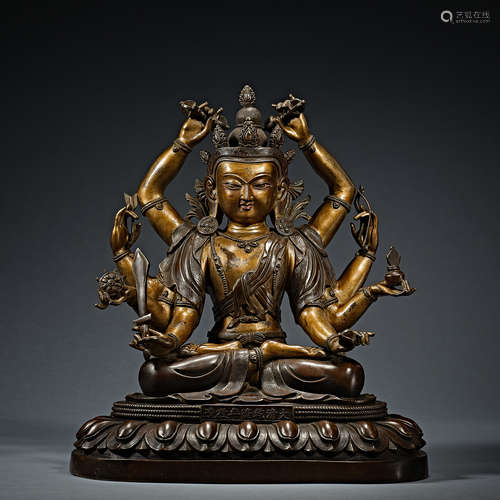 Qing Dynasty Dynasty, Bronze brush Gold, Buddha statue