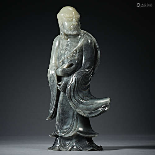 Qing Dynasty, Hetian jade, Dharma patriarch, Jade figure