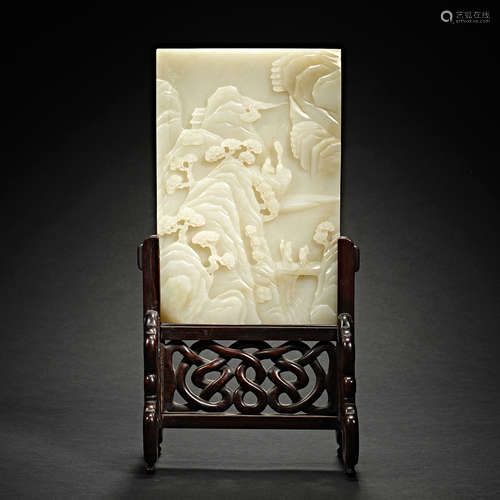 Qing Dynasty, Hetian jade, Jade plug-in the screen