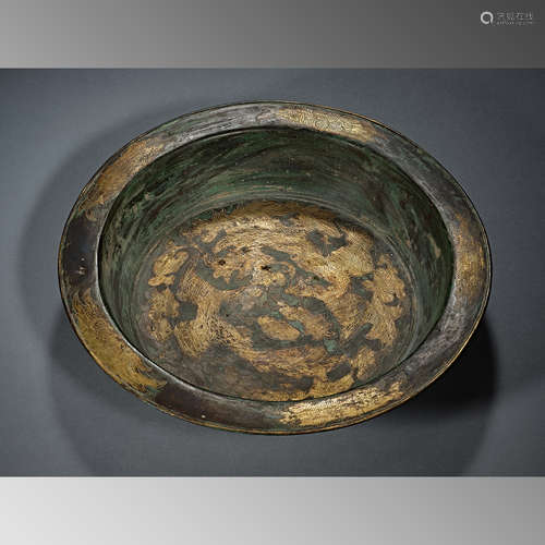 Jin and Yuan Dynasties, Gilt Bronze, Basin