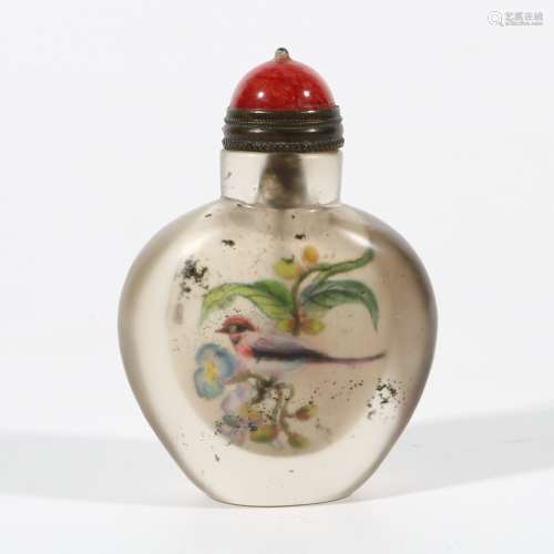 Crystal Snuff Bottle With Inner Painting 