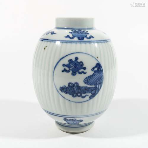 Blue And White Porcelain Jar With Antique, China