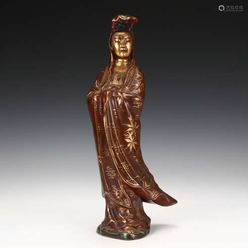 Bronze Gold Gilded Guanyin, China