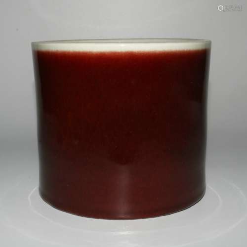 Red Glaze Porcelain Brush Pot, China