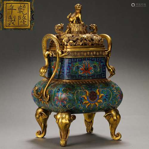 CLOISONNE INCENSE BURNER, THE QIANLONG PERIOD OF THE QING DY...