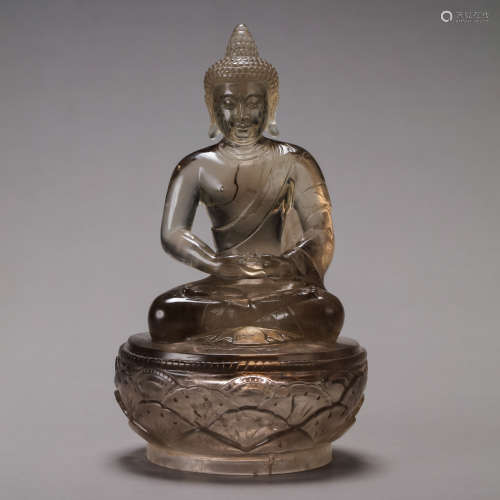 CHINESE QING DYNASTY CRYSTAL BUDDHA SEATED STATUE