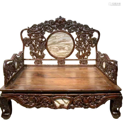 CHINESE QING DYNASTY MAHOGANY ARHAT BED