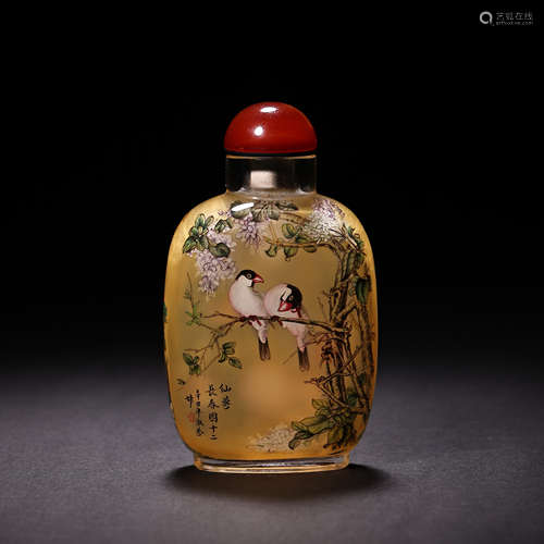 CHINESE QING DYNASTY GLAZED SNUFF BOTTLE