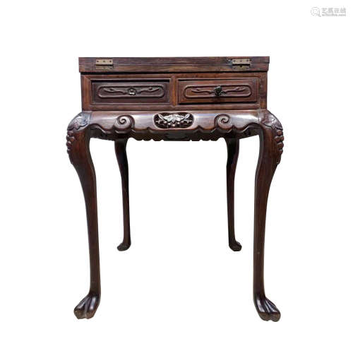 CHINESE QING DYNASTY MAHOGANY CHESS AND CARD TABLE