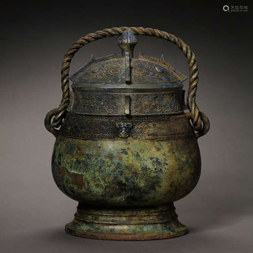 CHINESE WESTERN ZHOU DYNASTY BRONZE POT WITH BEAM