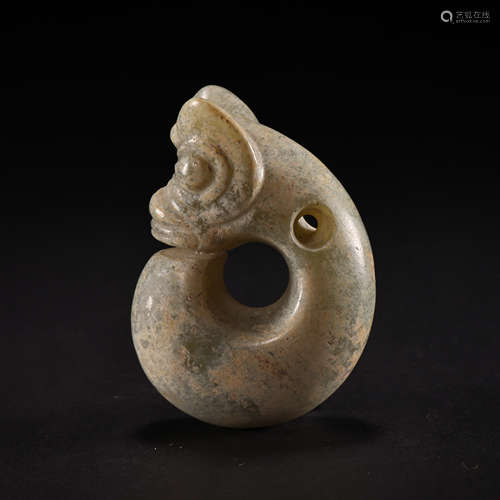 HETIAN JADE PIGSAURUS, HONGSHAN PERIOD, CHINA