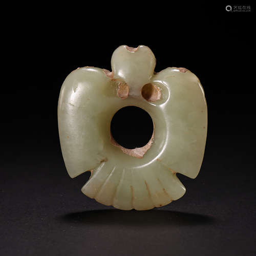 CHINESE RED MOUNTAIN PERIOD HETIAN JADE PENDANT