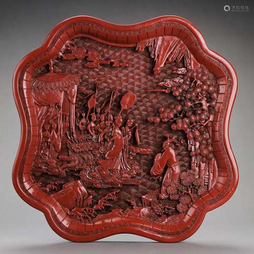 CHINESE QING DYNASTY LACQUERWARE PLATE