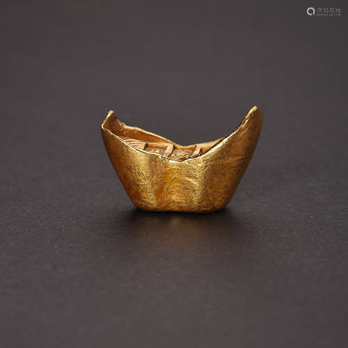 CHINESE QING DYNASTY PURE GOLD INGOT