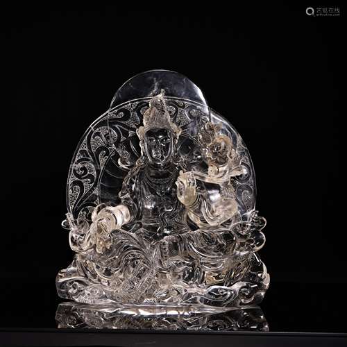 CHINESE QING DYNASTY CRYSTAL BUDDHA SEATED STATUE