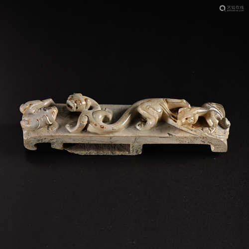 CHINA'S WAR AND HAN DYNASTY HETIAN JADE BELT HOOK