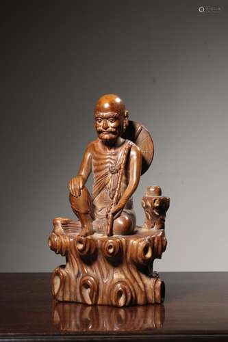 Chinese Wood Carved Luohan Statue