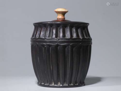 Chinese Zitan Wood Carved Tea Caddy