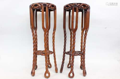 Pair of Chinese Hard Wood Stand