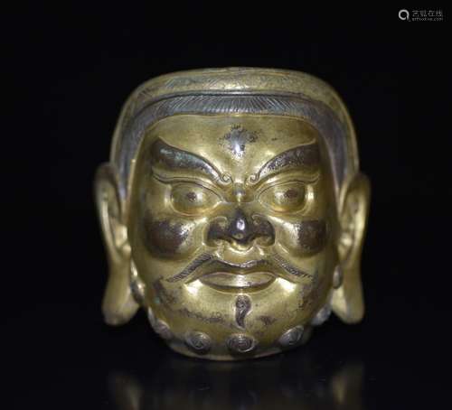 Chinese Gilt Bronze Buddha Head