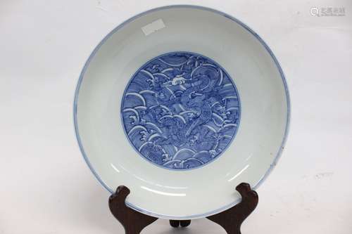 Chinese Blue and White Porcelain Plate,Mark