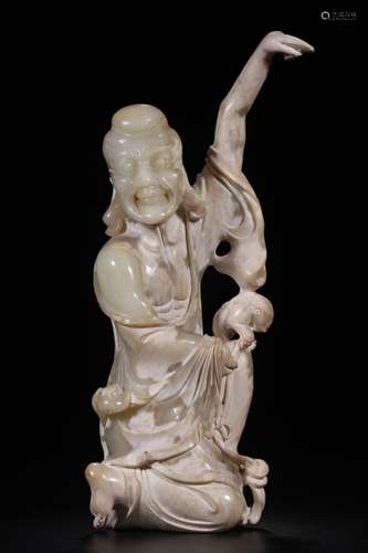 Chinese Hetian Jade Carved Luohan Figural