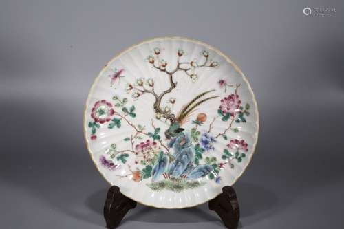 Qing Chinese Famille Rose Porcelain Plate,Mark