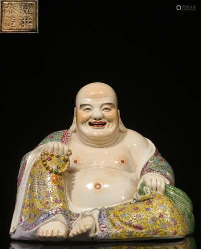 Chinese Famille Rose Porcelain Buddha ,Mark