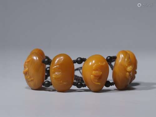 Chinese Yellow Soapstone Bracelet