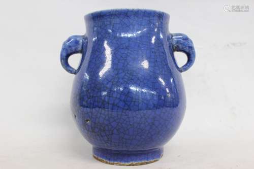 Chinese Blue Glazed Porcelain Vase