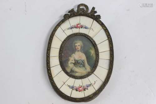 19th.C German Portrait Painting in Framed