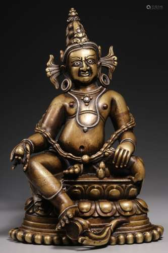 Chinese Bronze Buddha,Silver inlaid