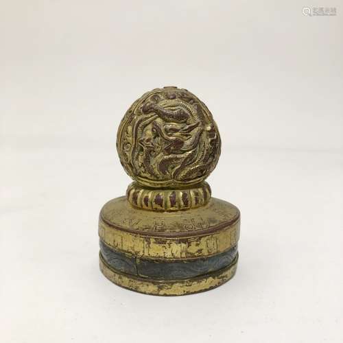 Chinese Gilt Bronze Seal