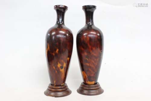 Pair of Chinese Turtle Shell Vase