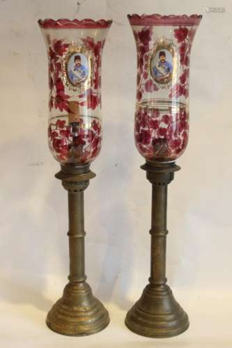 Pair of  Glass Candle Stick
