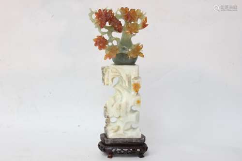 Chinese Agate Carved Flower